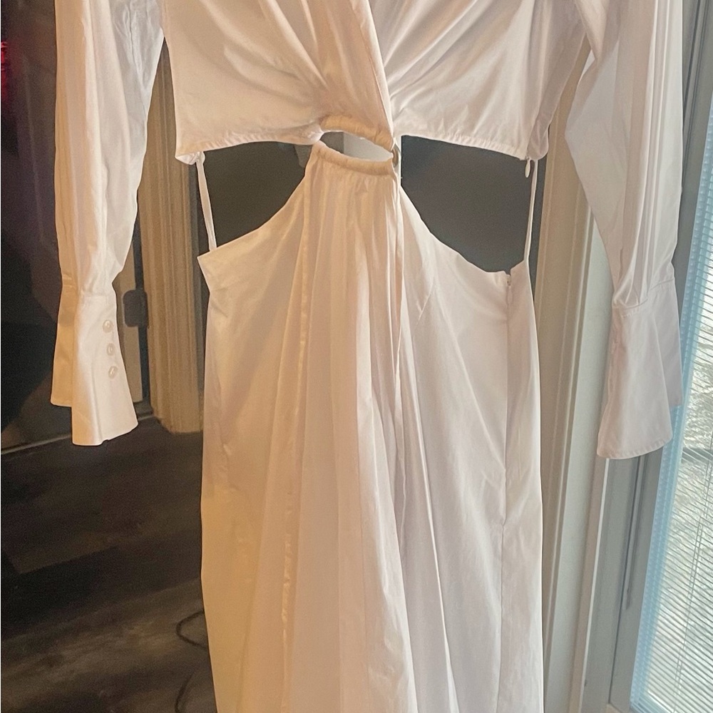 Jonathan Simkhai White Long Sleeve Cutout Maxi Dress
